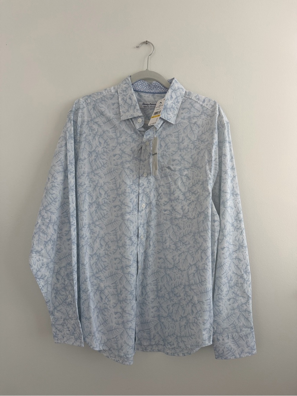Tommy Bahama Pale Blue Leaf-Print Button-Down Shirt